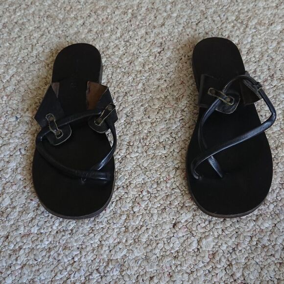 Akis Lydia Black all leather Sandal Size 8 - Picture 1 of 11